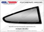 HONDA - CRX MK2 - Lexan Polycarbonate right rear quarter window
