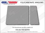 VOLVO - 740 Sedan - Lexan Polycarbonate left rear door window