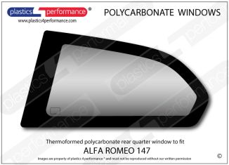 ALFA ROMEO - 147 GTA - Lexan Polycarbonate left hand rear quarter window