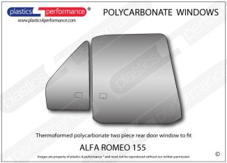 ALFA ROMEO - 155 - Lexan Polycarbonate two piece right hand rear door window