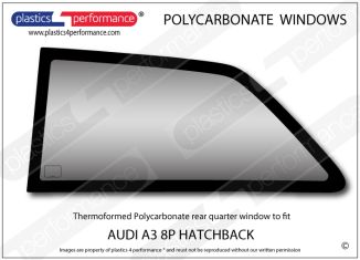 AUDI - A3 8P Hatch - Lexan Polycarbonate left rear quarter window