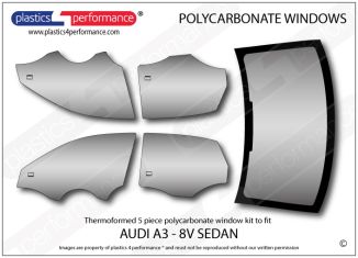 AUDI - A3 (8V) Sedan - Lexan Makrolon Polycarbonate window kit - 5 piece