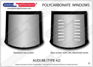 AUDI R8 - (Type 42) - Lexan Polycarbonate rear screen & vented rear screen