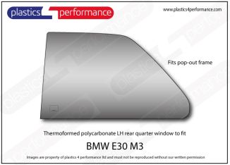 BMW - E30 M3 - Lexan Polycarbonate left rear quarter window - fits pop out opening frame