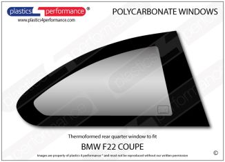 BMW F22 Coupe lexan polycarbonate right rear quarter window