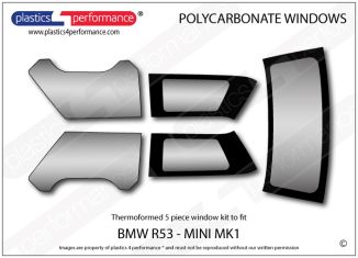 BMW MINI - MK1 R50 R53 - Lexan / Makrolon Polycarbonate window kit