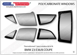BMW Z3 E36/8 Coupe Lexan Makrolon Polycarbonate window kit