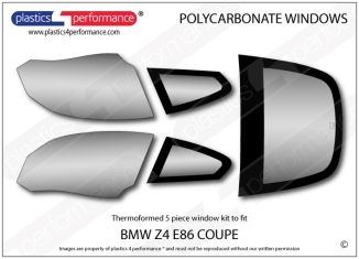 BMW - Z4 E86 Coupe - Thermoformed Lexan Makrolon polycarbonate window kit available in clear, bronze, grey and hardcoated polycarbonate from Plastics 4 Performance