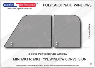 Classic mini MK3 to MK2 left door conversion polycarbonate window