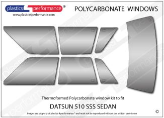 DATSUN 510 SSS Sedan - Lexan Polycarbonate window kit