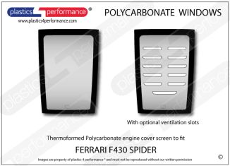 FERRARI - F430 Spyder - Lexan Polycarbonate engine cover screen