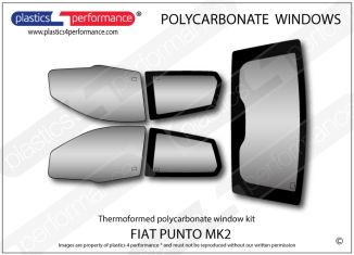 FIAT - Punto MK2 1999 - 2003 - Lexan Polycarbonate window kit