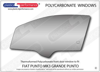 FIAT - Punto MK3 Grande Punto - Lexan Polycarbonate left hand front door window