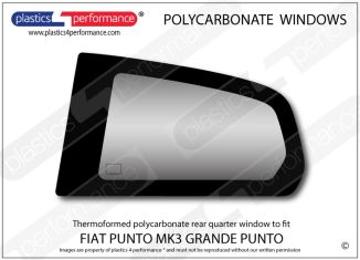 FIAT - Punto MK3 Grande Punto - Lexan Polycarbonate left hand rear quarter window