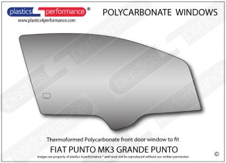 FIAT - Punto MK3 Grande Punto - Lexan Polycarbonate right hand front door window