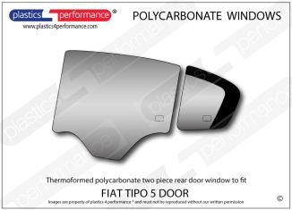 FIAT Tipo 5dr (2015 onwards) - Lexan Polycarbonate two piece left rear door window