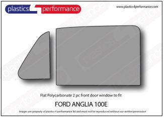 FORD - Anglia 100 - Lexan Polycarbonate left hand front door window - 2 piece
