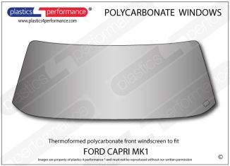 FORD - Capri Mk1 - Hardcoated Lexan Polycarbonate front windscreen