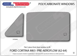 FORD - Cortina MK1 - Lexan Polycarbonate left front door window
