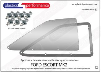 FORD - Escort MK2 - Lexan Polycarbonate Quick Release right rear quarter window