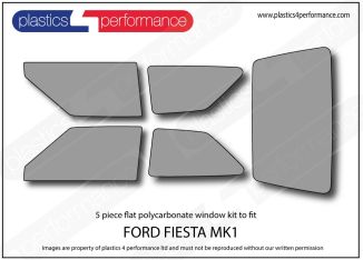 Ford Fiesta MK1 - 5 piece flat polycarbonate motorsport window kit
