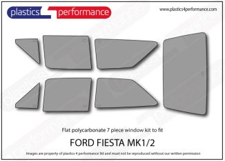 FORD - Fiesta Mk2 - Lexan polycarbonate window kit - 7 piece
