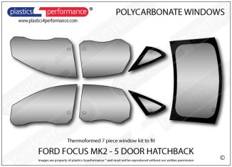 FORD - Focus MK2 - 5dr hatch - Lexan Polycarbonate window kit