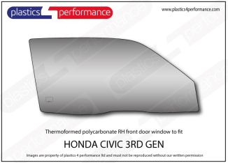 HONDA - Civic 3rd gen - Lexan Polycarbonate right front door window
