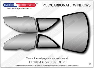 Honda Civic EJ Coupe (EJ1/2) - Lexan Polycarbonate window kit