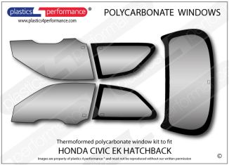 HONDA - Civic EK - 3dr Hatchback - Lexan Polycarbonate window kit