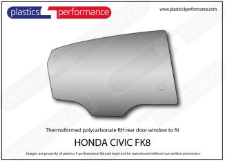 HONDA - Civic FK8 Type R - Lexan Polycarbonate right rear door window