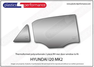 HYUNDA - i20 Mk2- Lexan Polycarbonate right two piece rear door window