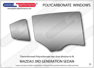 MAZDA - Mazda3 3rd Generation Sedan - Lexan Polycarbonate right rear door window