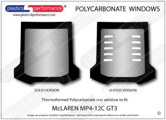 McLAREN MP4-12C GT3 - Lexan Polycarbonate rear screen available with CNC machined vents