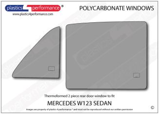 MERCEDES - W123 Sedan - Lexan Polycarbonate right rear door window