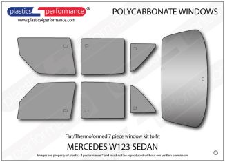 MERCEDES - W123 Sedan - Lexan Polycarbonate window kit