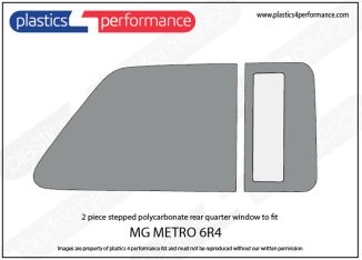 MG METRO 6R4 - Lexan Polycarbonate two piece stepped right rear quarter window
