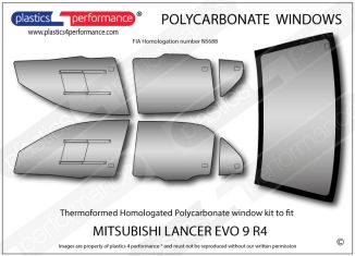 MITSUBISHI - Lancer Evo 9 - R4 Homologated Lexan Polycarbonate window kit