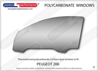 PEUGEOT - 206 - Lexan Polycarbonate left front door window