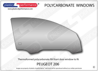 PEUGEOT - 206 - Lexan Polycarbonate right front door window