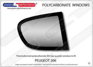 PEUGEOT - 206 - Lexan Polycarbonate right rear quarter window