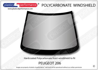 PEUGEOT - 206 - Hardcoated Lexan Polycarbonate front windscreen