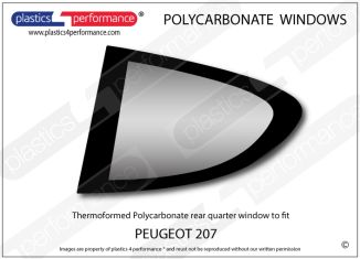 PEUGEOT 207 - Lexan Polycarbonate left rear quarter window