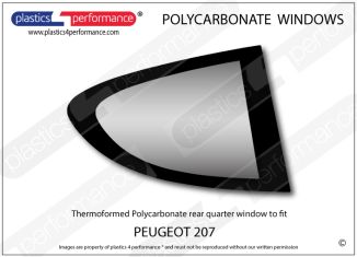 PEUGEOT - 207 - Lexan Polycarbonate right rear quarter window
