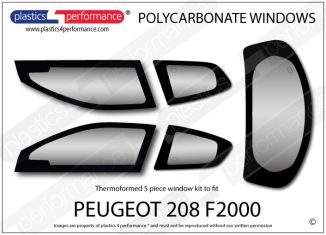 PEUGEOT 208 F2000 - Lexan / Makrolon Polycarbonate window kit