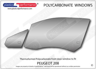 PEUGEOT 208 - Lexan Polycarbonate left hand one piece front door window