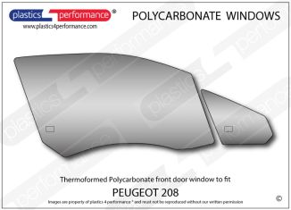 PEUGEOT 208 - Lexan Polycarbonate two piece right front door window