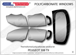 PEUGEOT - 308 T9 - Lexan Makrolon Polycarbonate window kit