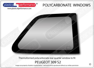 PEUGEOT - 309 S2 - Lexan Polycarbonate right hand rear quarter window