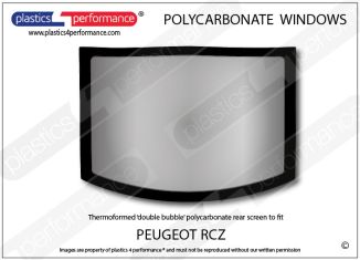 PEUGEOT RCZ Lexan Makrolon polycarbonate rear window - Thermoformed double bubble 